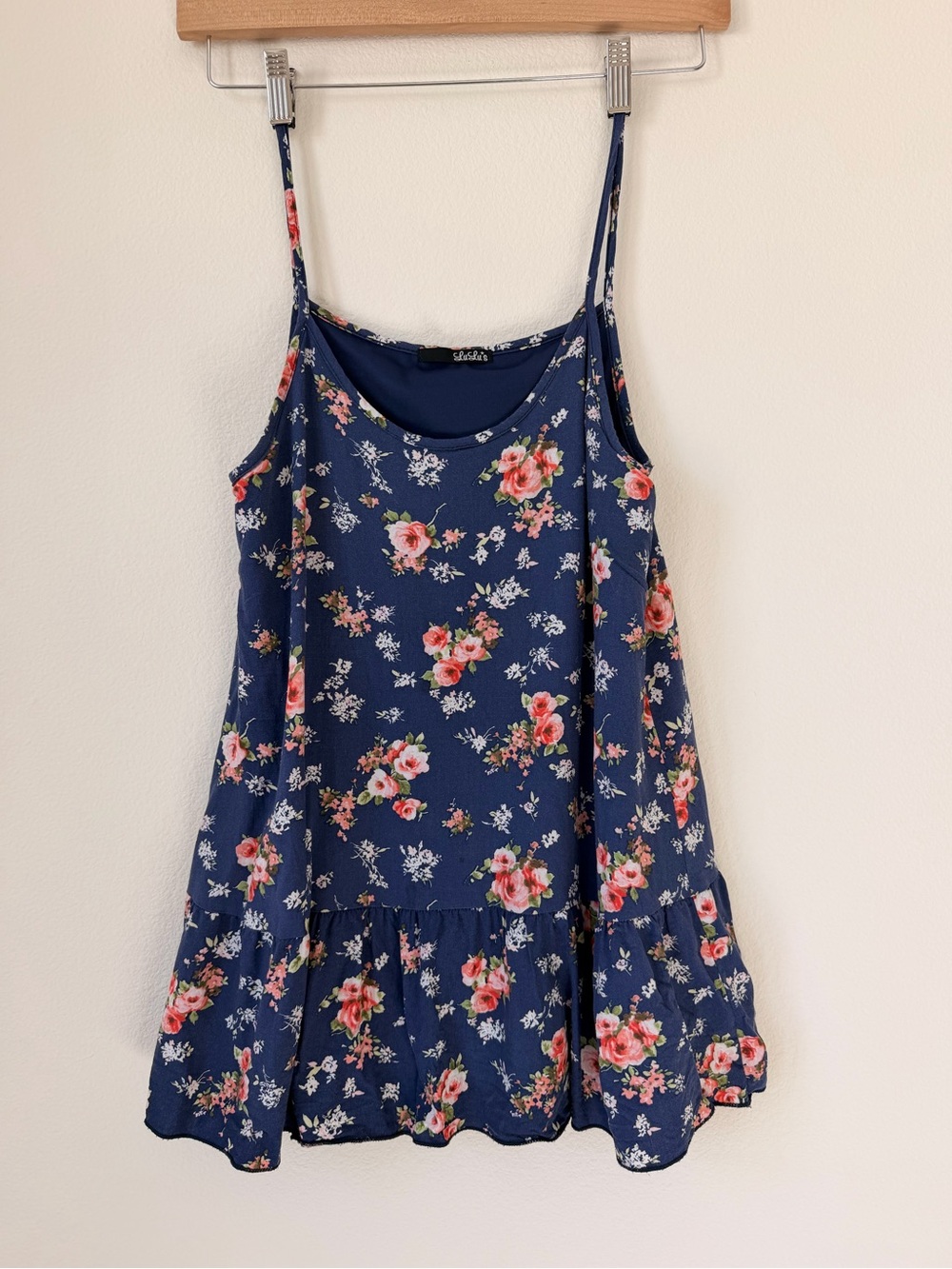 Lulu's Navy Floral Mini Dress with Pink Roses